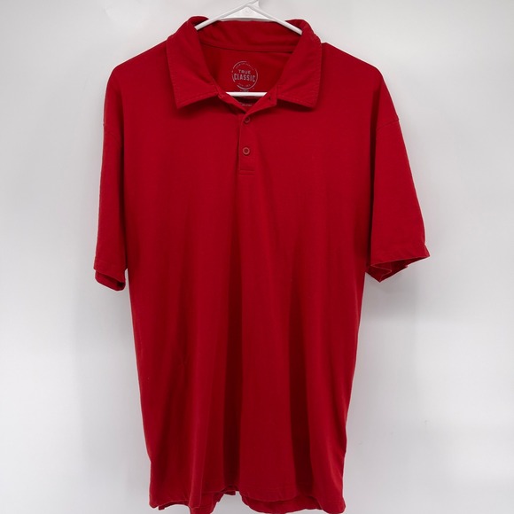 True Classic Mens Red Polo Shirt Short Sleeve Casual Everyday Top‎ XL - Picture 2 of 5